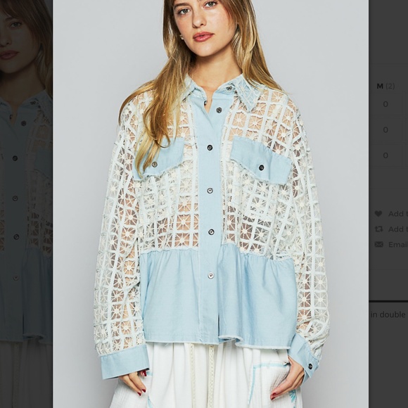 🎁 POL “ Virgin Island 2 “ POL Roomy Fit Top Gauze and Trim Detail 88 - Picture 2 of 4